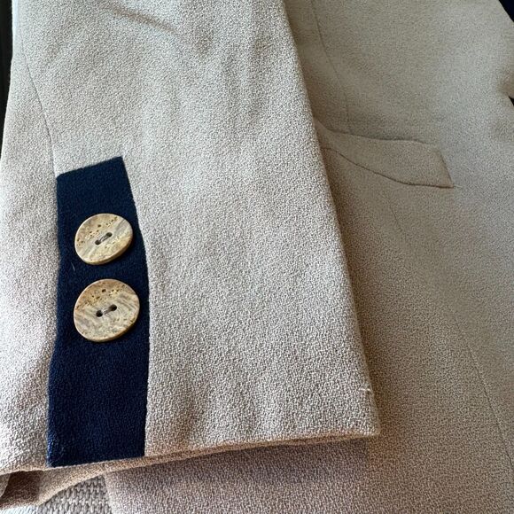 Vintage 90s Kasper ASL Tan & Navy Blue Suit - Size 14P | Classic Power Dressing - Picture 5 of 15